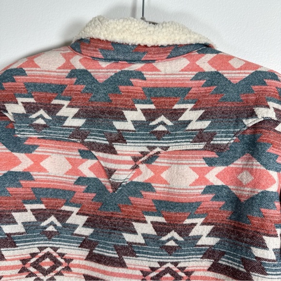 Wrangler Sherpa Lined Southwestern Print Button Up Jacket Womens Size XL - Picture 6 of 12